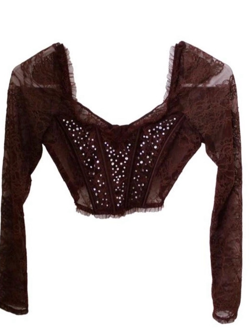 Victoria's Secret Dream Angels Brown Lace Corset Crop Top